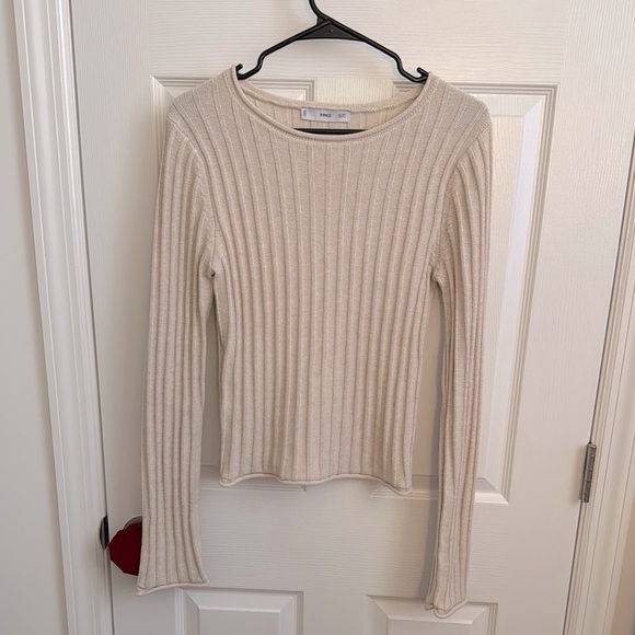 Mango Beige Ribbed Long Sleeve Top - Picture 1 of 4